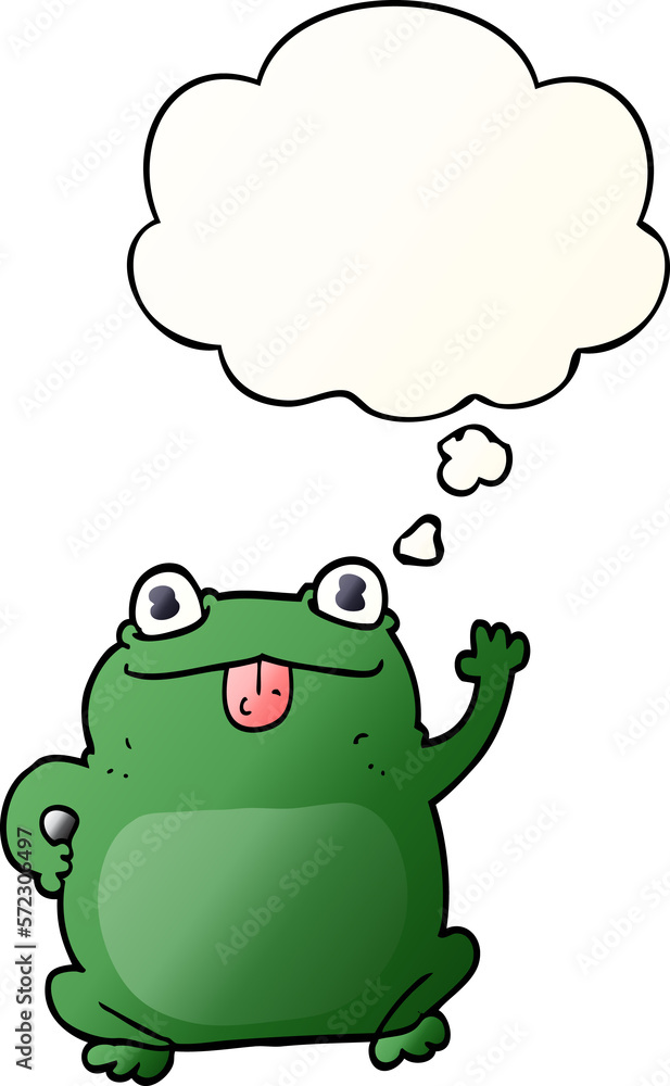 cartoon frog and thought bubble in smooth gradient style cartoon frog and thought bubble in smooth gradient style
