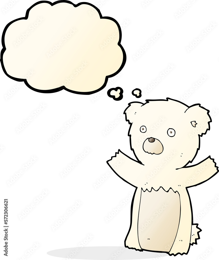cartoon polar bear cub with thought bubble cartoon polar bear cub with thought bubble