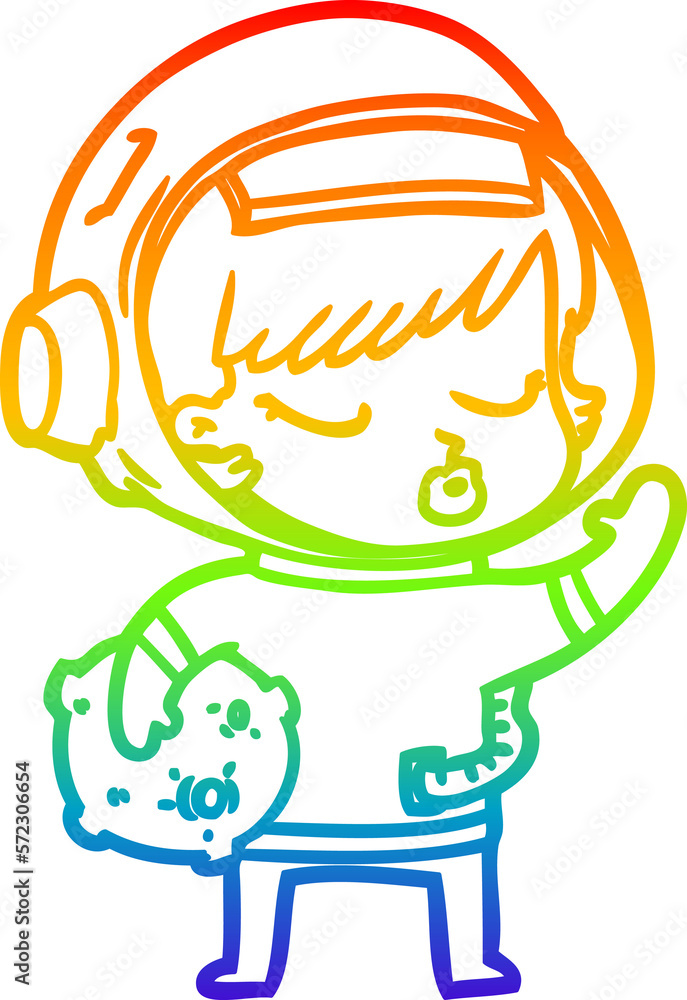 rainbow gradient line drawing cartoon pretty astronaut girl rainbow gradient line drawing cartoon pretty astronaut girl