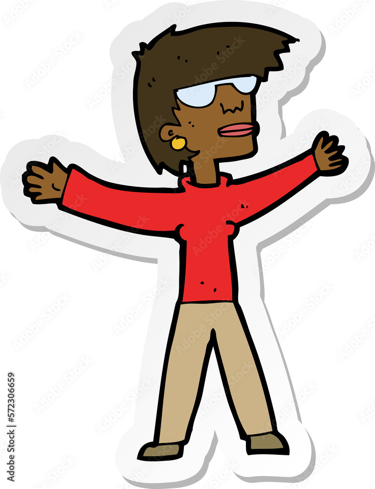 sticker of a cartoon woman wearing glasses sticker of a cartoon woman wearing glasses