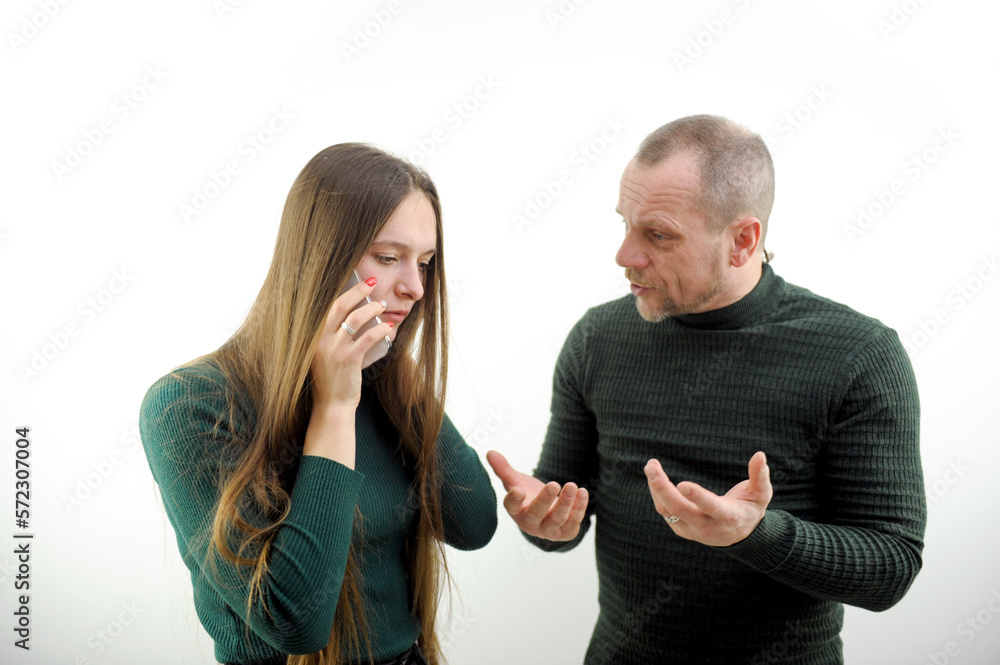 boss scolds subordinate who speaks on phone solves problems novice worker trainee teacher professor student late for lesson Call parents father and daughter indecision anger seriousness socia boss scolds subordinate who speaks on phone solves problems novice worker trainee teacher professor student late for lesson Call parents father and daughter indecision anger seriousness socia
