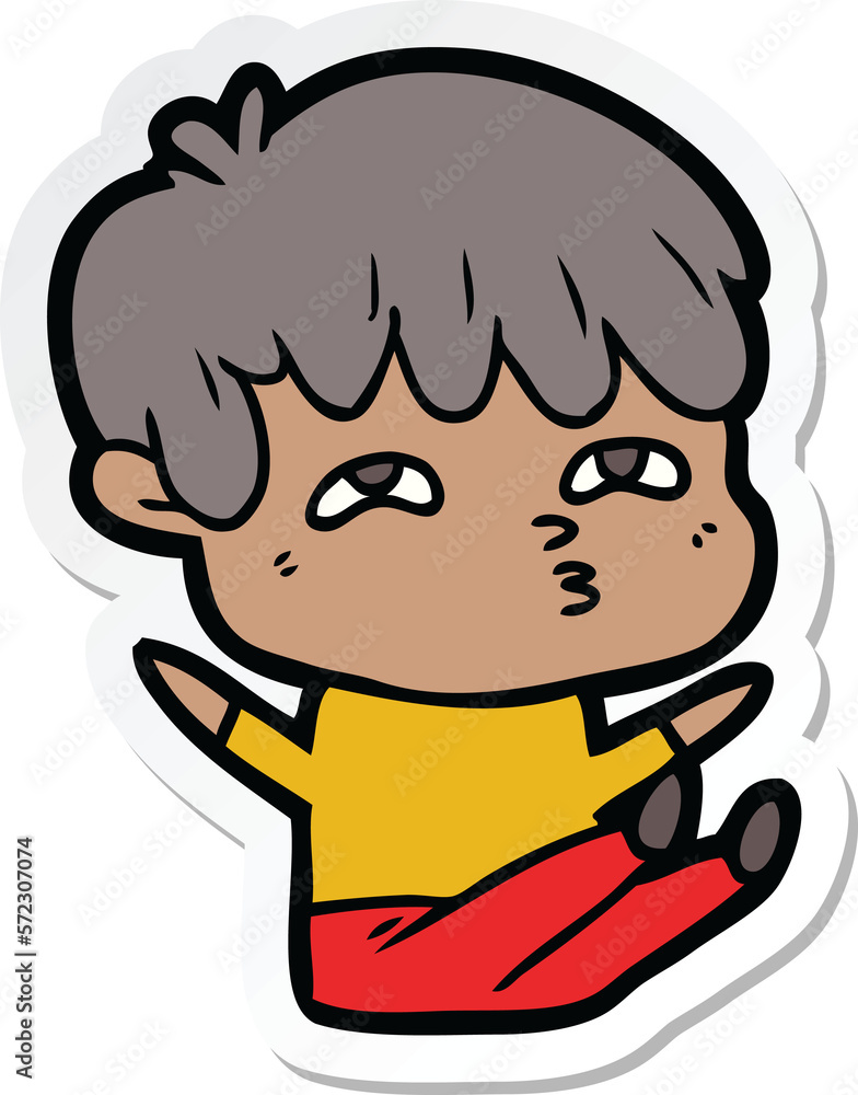 sticker of a cartoon curious man sticker of a cartoon curious man