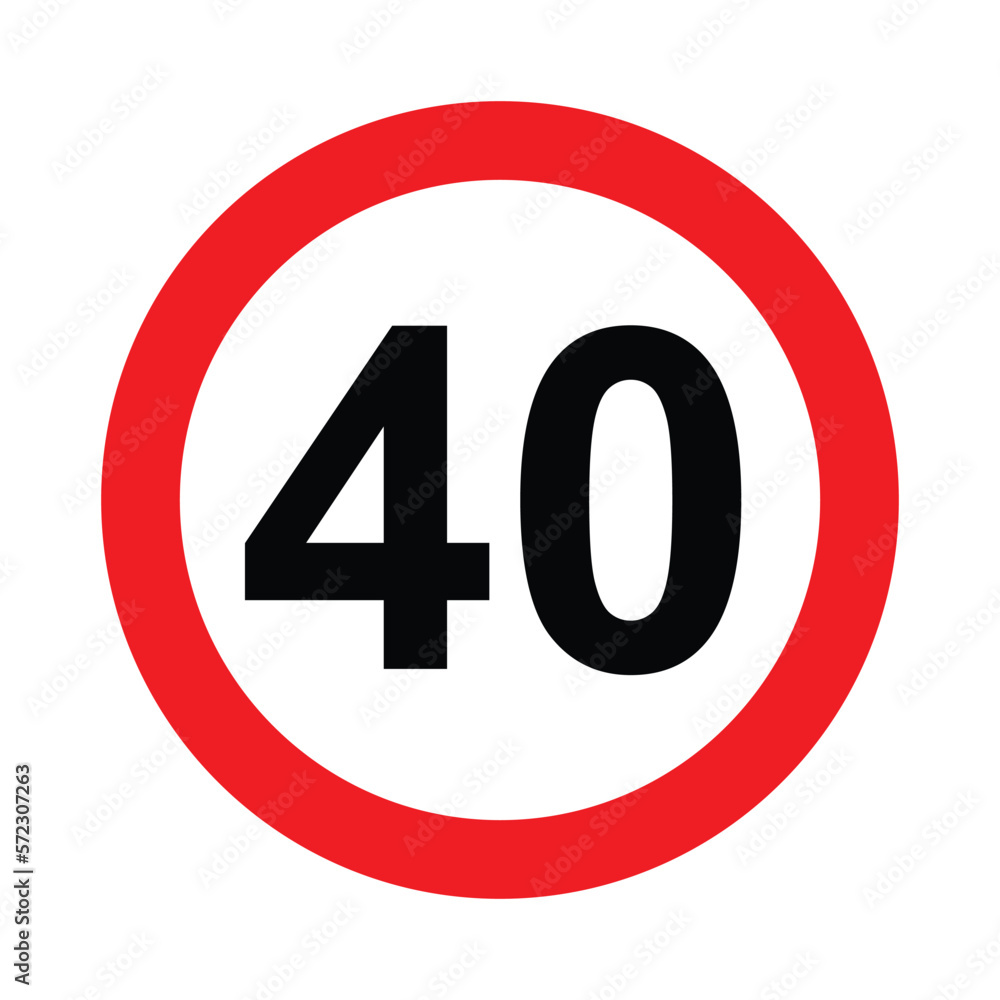 Speed limit traffic sign 40, vector illustration Speed limit traffic sign 40, vector illustration