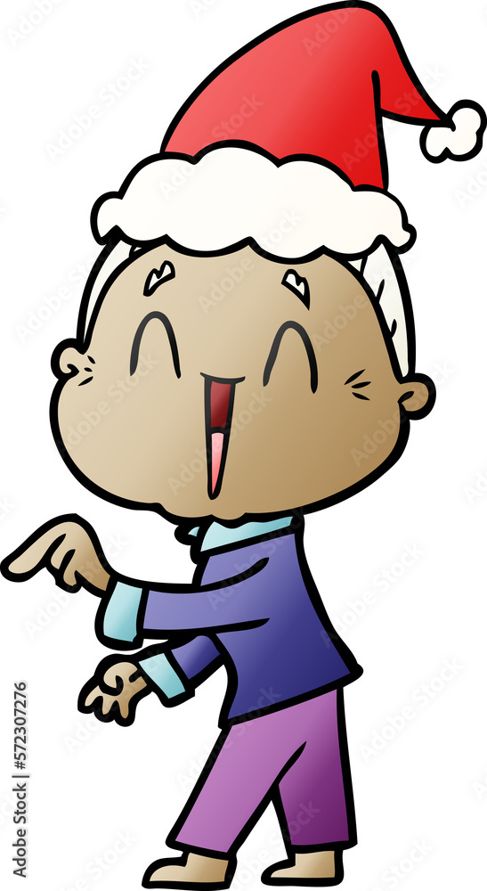 gradient cartoon of a happy old lady wearing santa hat gradient cartoon of a happy old lady wearing santa hat