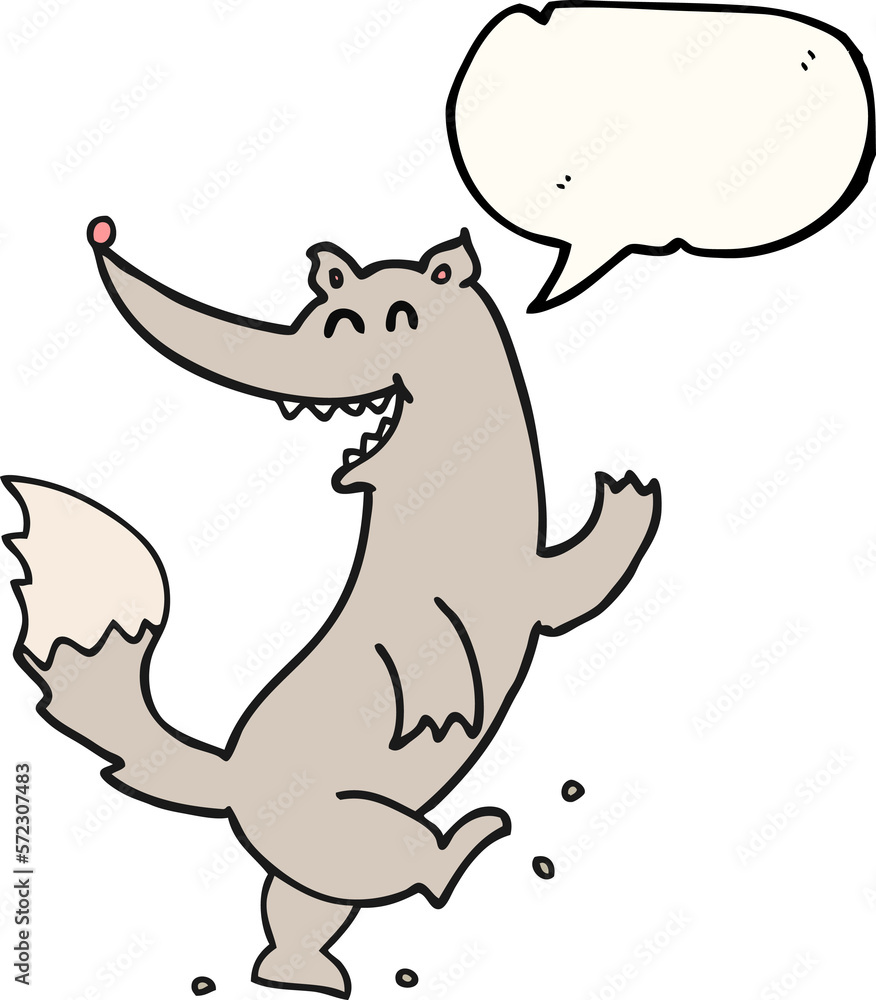 speech bubble cartoon happy wolf dancing speech bubble cartoon happy wolf dancing