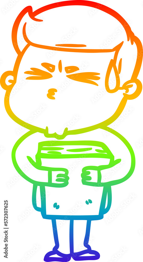 rainbow gradient line drawing cartoon man sweating rainbow gradient line drawing cartoon man sweating