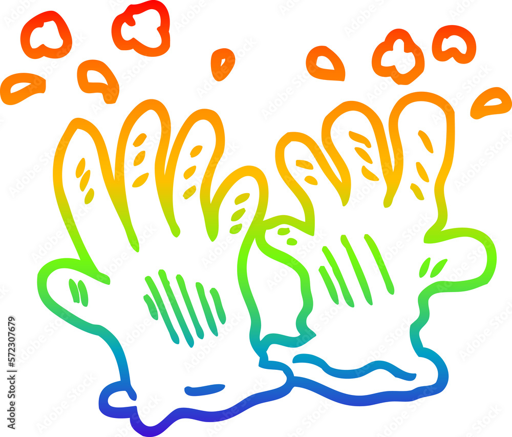 Obraz premium rainbow gradient line drawing cartoon sterile gloves