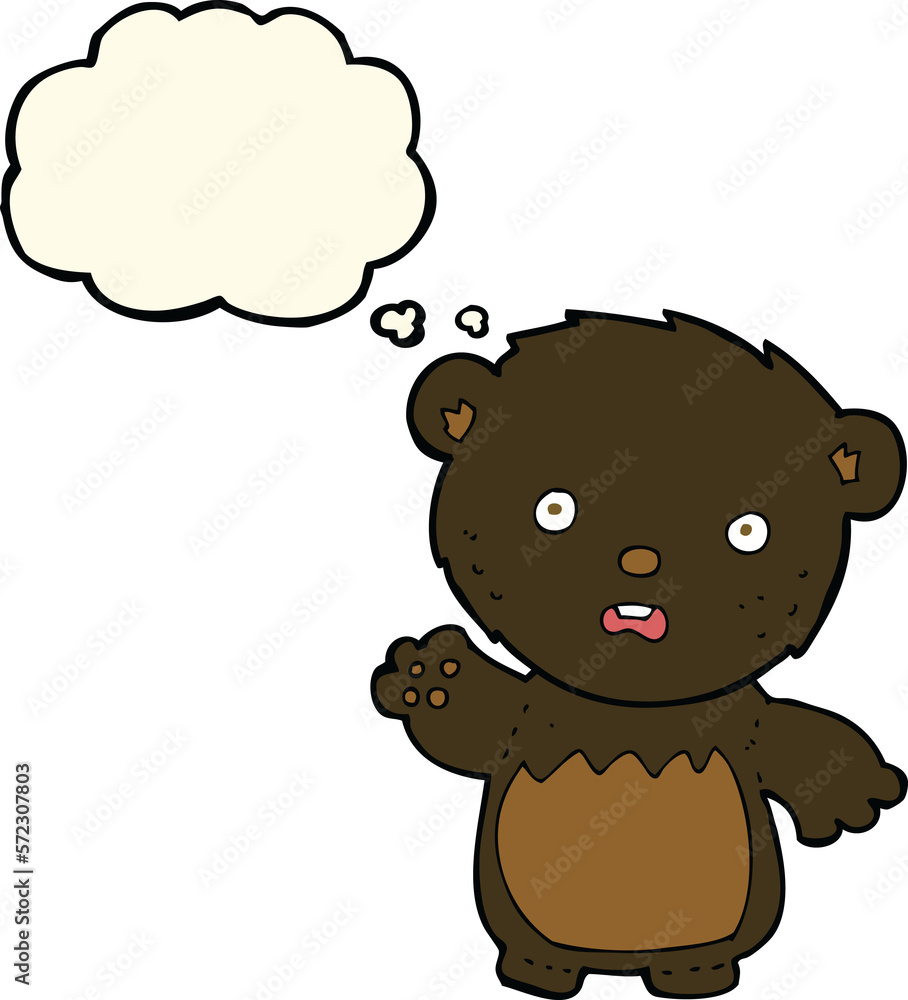 cartoon worried black bear with thought bubble cartoon worried black bear with thought bubble