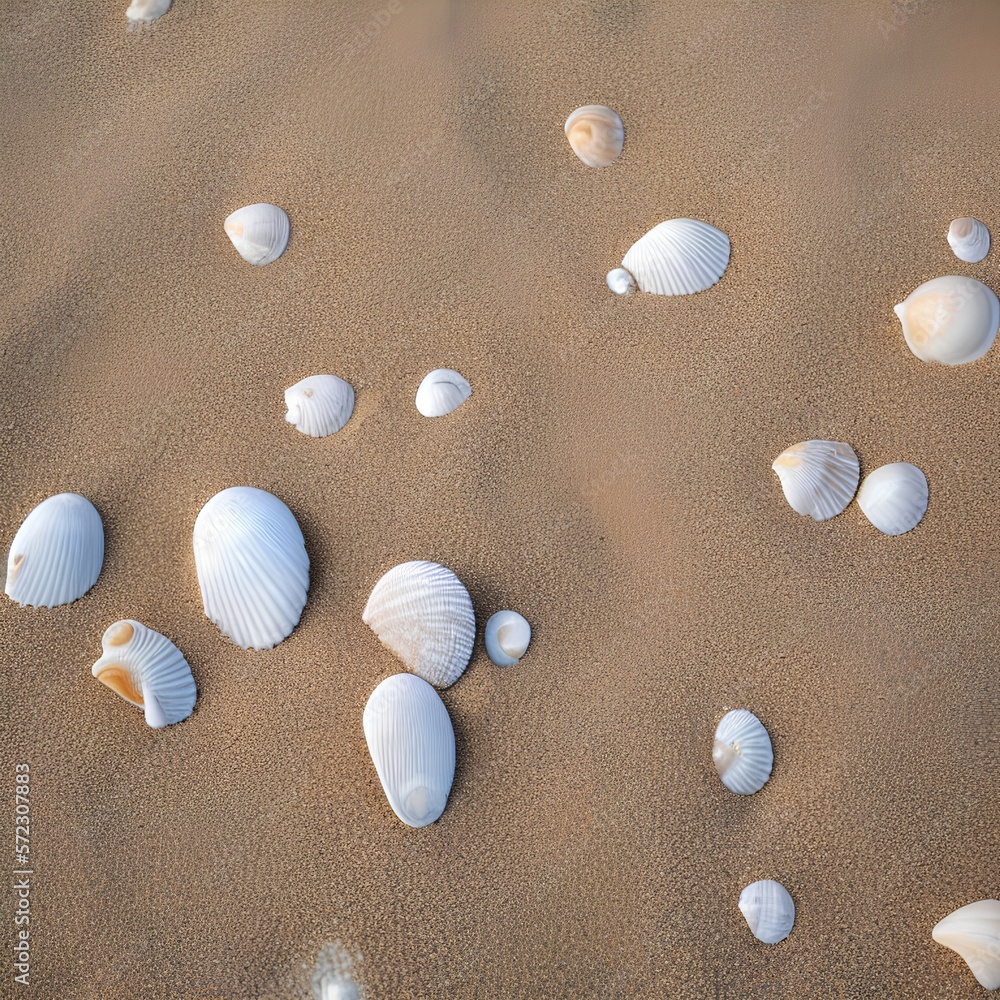 seashells on the sand beach - generative ai seashells on the sand beach - generative ai