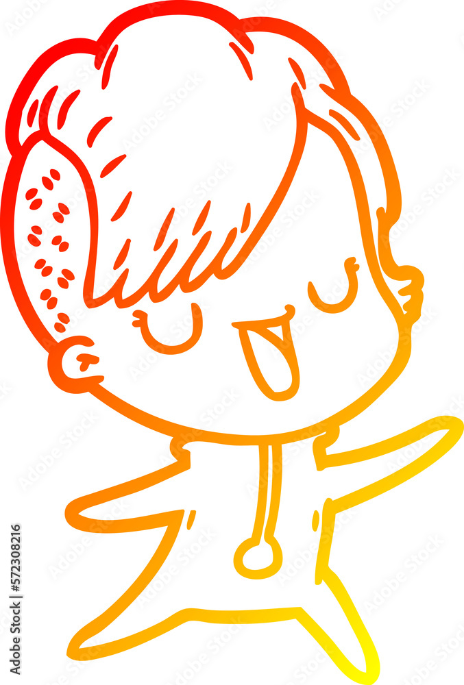 warm gradient line drawing cute cartoon girl with hipster haircut warm gradient line drawing cute cartoon girl with hipster haircut