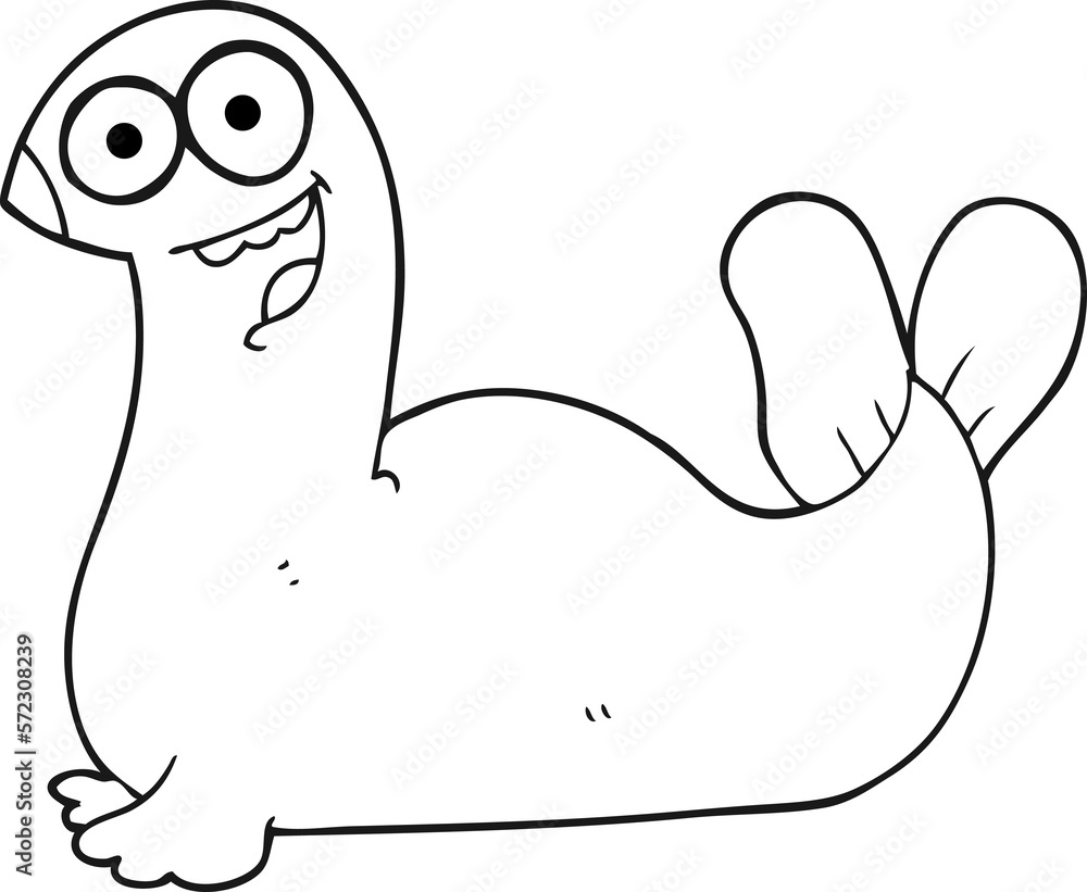 black and white cartoon seal black and white cartoon seal
