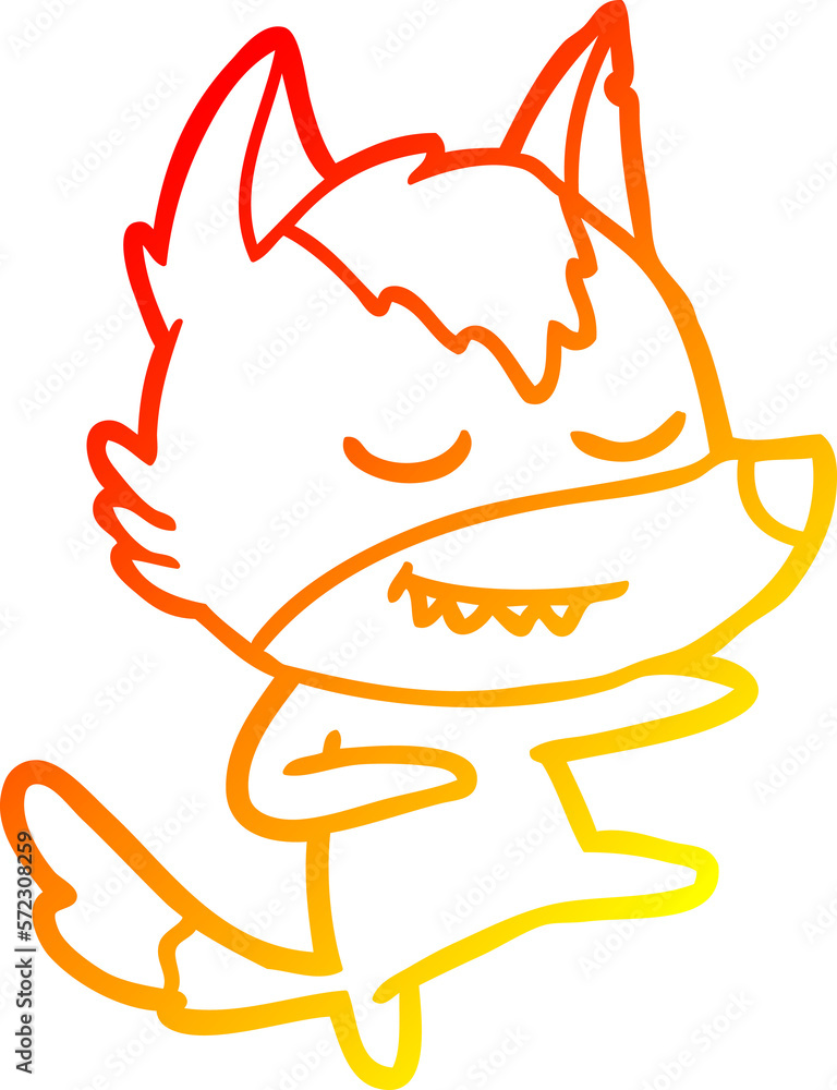 warm gradient line drawing friendly cartoon wolf dancer warm gradient line drawing friendly cartoon wolf dancer
