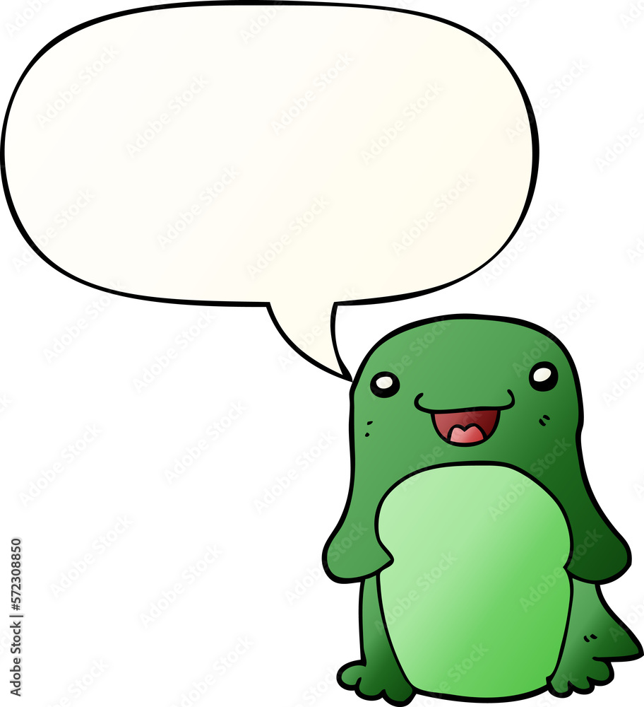 cartoon penguin and speech bubble in smooth gradient style cartoon penguin and speech bubble in smooth gradient style