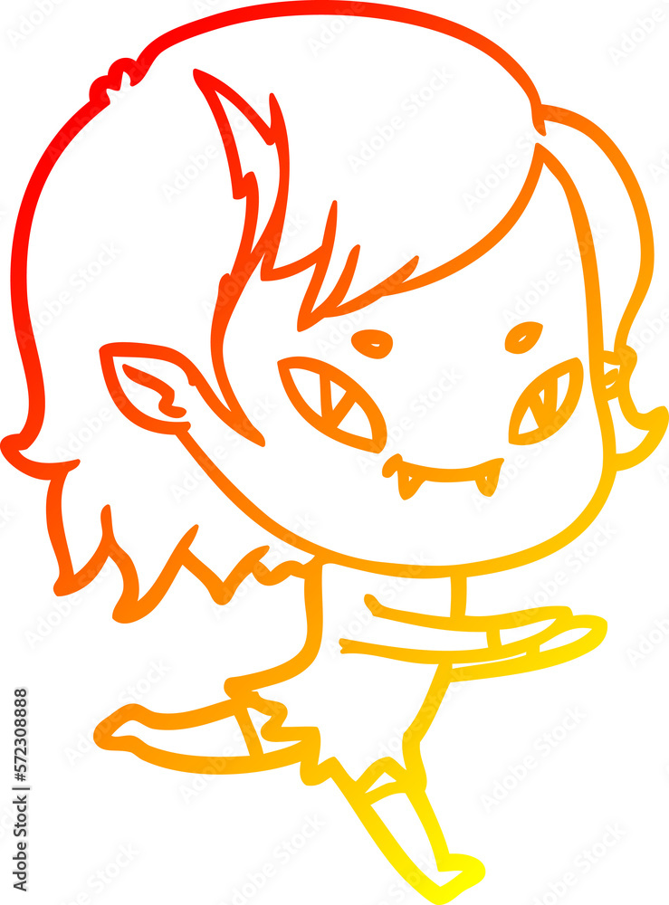 warm gradient line drawing cartoon friendly vampire girl running warm gradient line drawing cartoon friendly vampire girl running