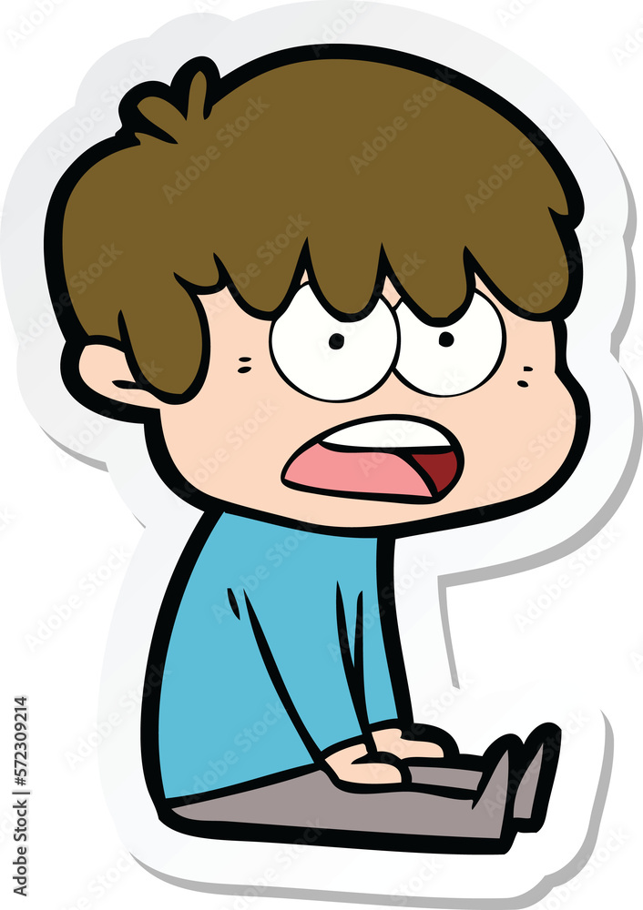 sticker of a worried cartoon boy sticker of a worried cartoon boy