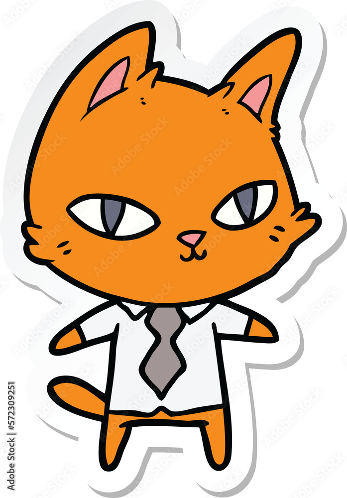 sticker of a cartoon cat in office clothes sticker of a cartoon cat in office clothes