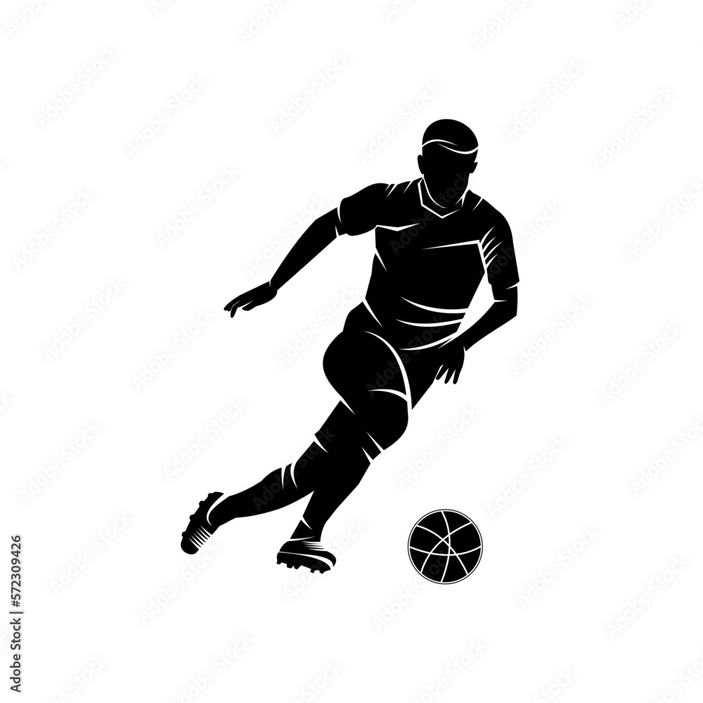 Vector football, soccer player silhouette with ball isolated. Suitable for your design need, logo, illustration, animation, etc.