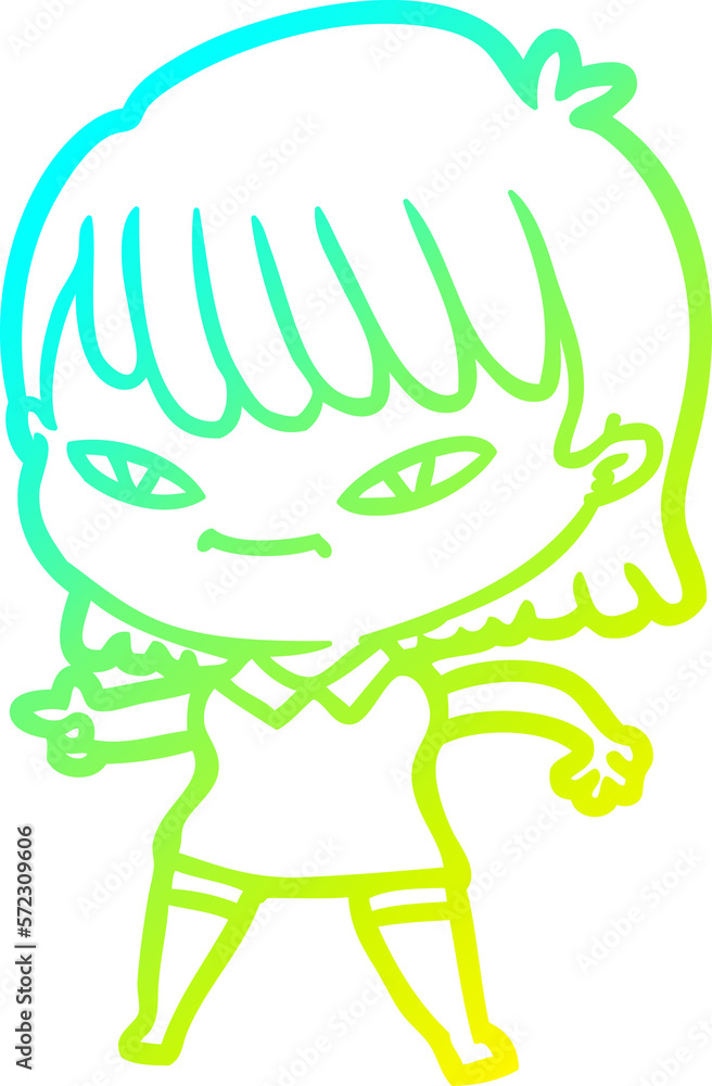 cold gradient line drawing cartoon pointing woman cold gradient line drawing cartoon pointing woman