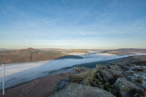 Bamford Edge sunrise cloud inversion in the Peak District National Park  UK.