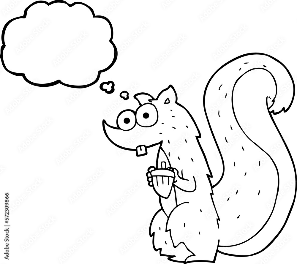thought bubble cartoon squirrel with nut thought bubble cartoon squirrel with nut