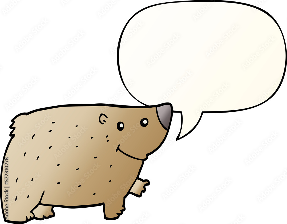 cartoon bear and speech bubble in smooth gradient style cartoon bear and speech bubble in smooth gradient style