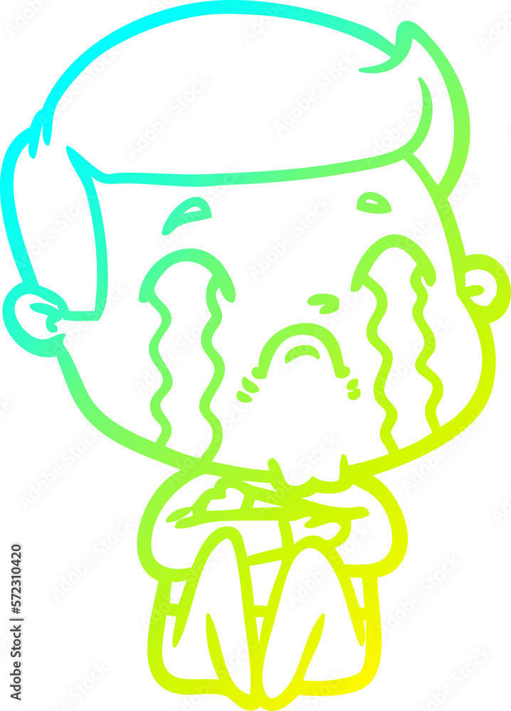 cold gradient line drawing cartoon man crying cold gradient line drawing cartoon man crying