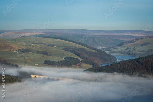 Tableau sur toile Bamford Edge sunrise cloud inversion in the Peak District National Park, UK