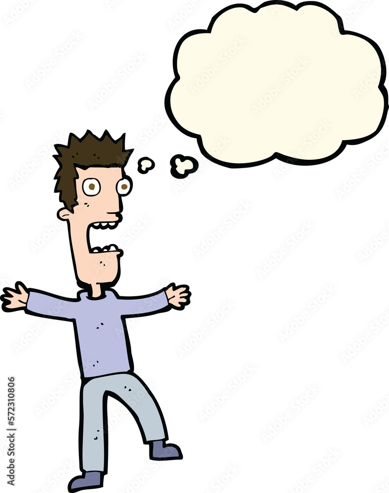 cartoon terrified man with thought bubble cartoon terrified man with thought bubble