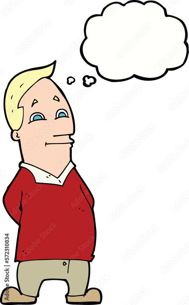 cartoon friendly man with thought bubble cartoon friendly man with thought bubble