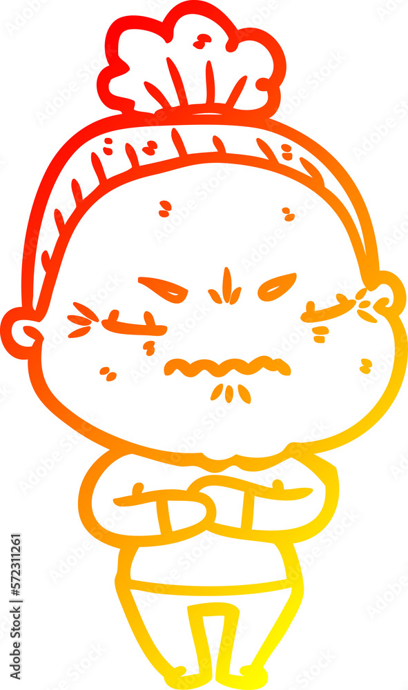 warm gradient line drawing cartoon annoyed old lady warm gradient line drawing cartoon annoyed old lady