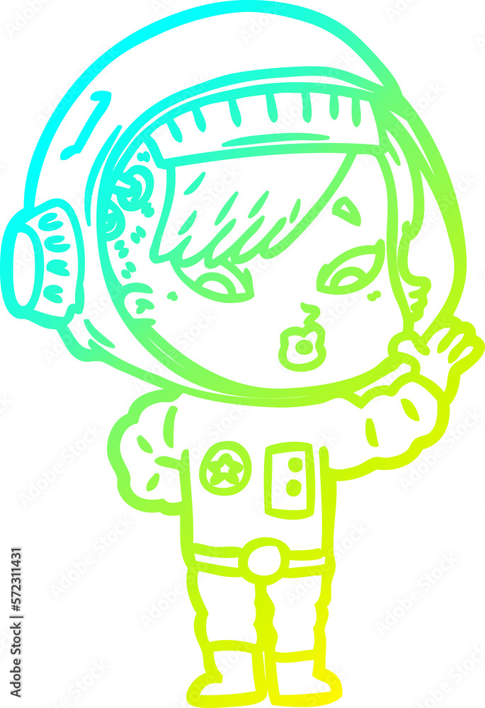 cold gradient line drawing cartoon astronaut woman cold gradient line drawing cartoon astronaut woman