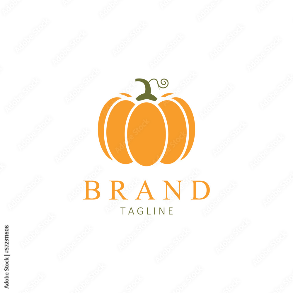 Orange Pumpkin Vegetable Logo Template. Vector Illustration Flat Design. Orange Pumpkin Vegetable Logo Template. Vector Illustration Flat Design.