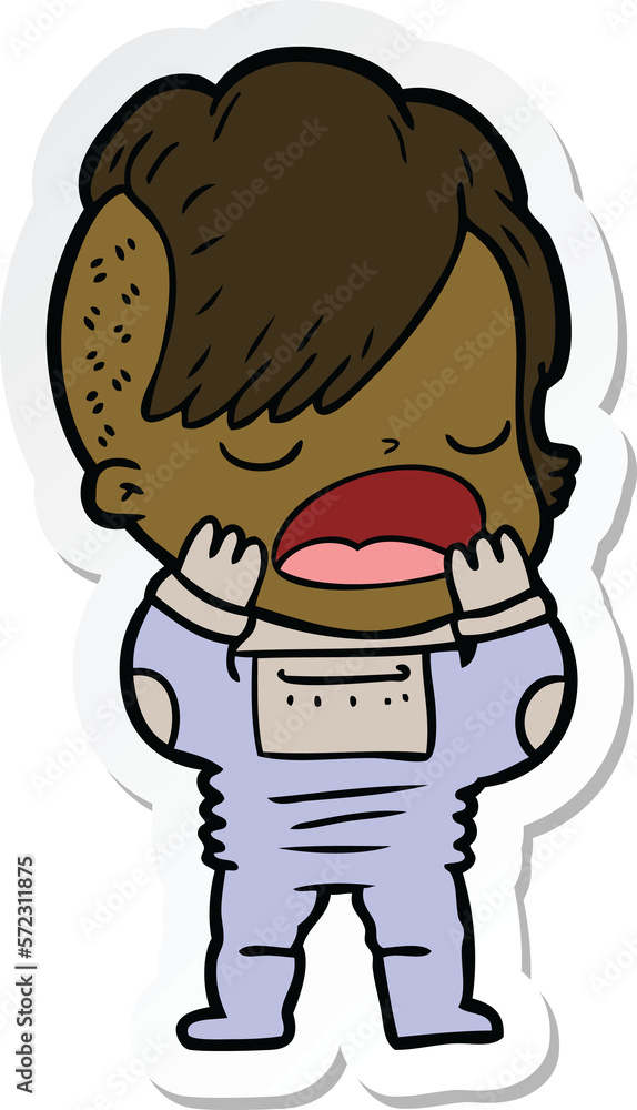 sticker of a cartoon cool hipster girl in space suit sticker of a cartoon cool hipster girl in space suit