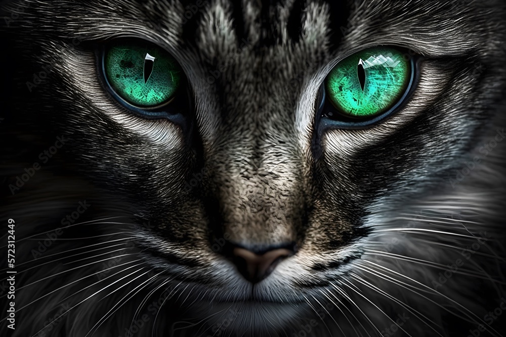 cat with green eyes created using AI Generative Technology cat with green eyes created using AI Generative Technology