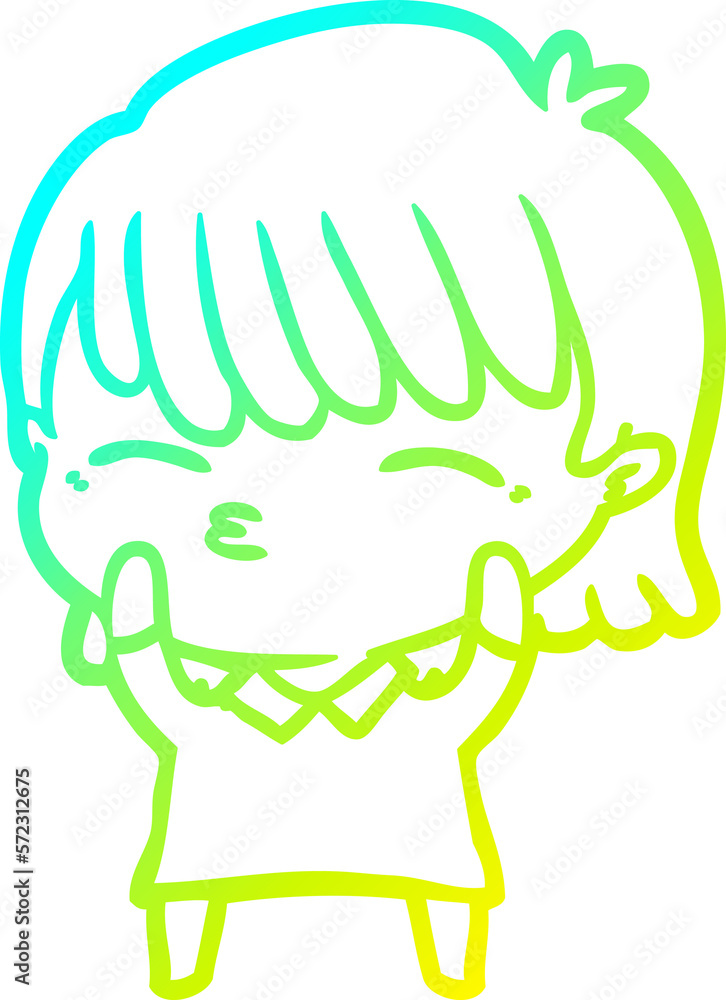 cold gradient line drawing cartoon woman cold gradient line drawing cartoon woman