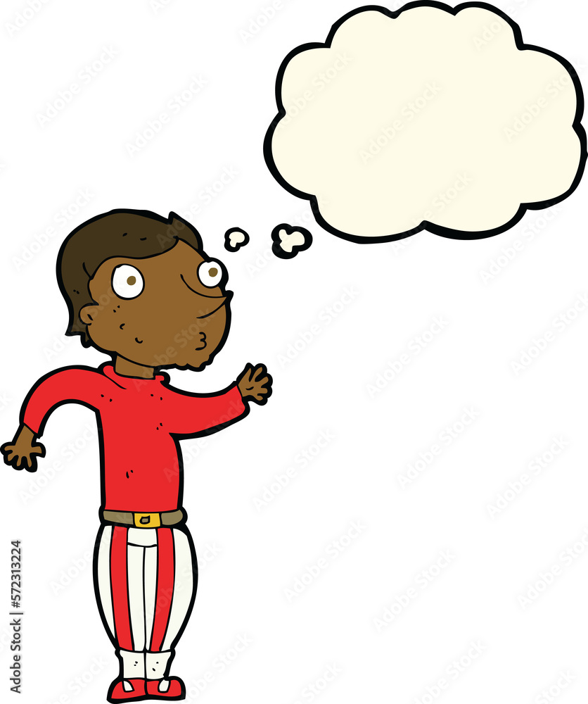 cartoon man in loud clothes with thought bubble cartoon man in loud clothes with thought bubble