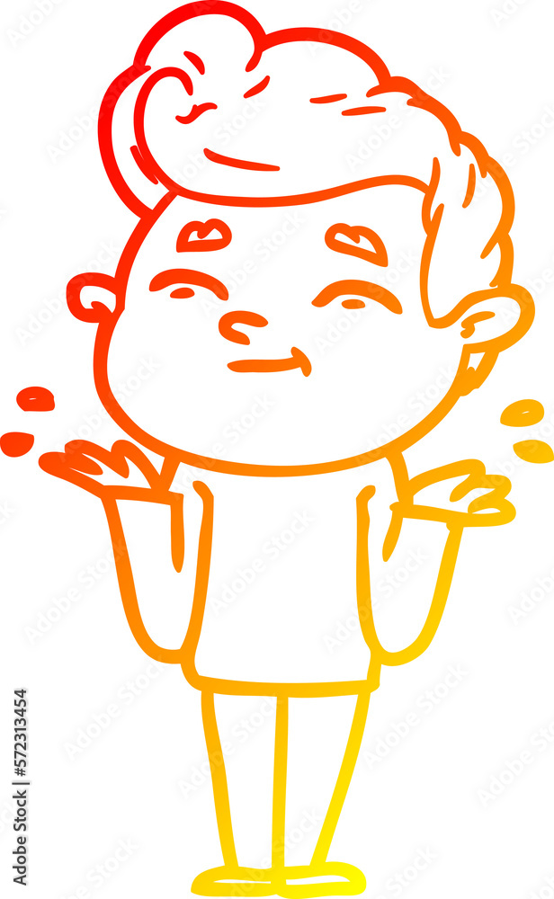 warm gradient line drawing happy cartoon man shrugging warm gradient line drawing happy cartoon man shrugging