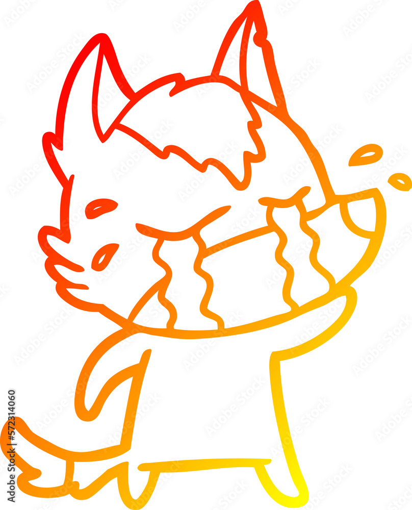 warm gradient line drawing cartoon crying wolf warm gradient line drawing cartoon crying wolf