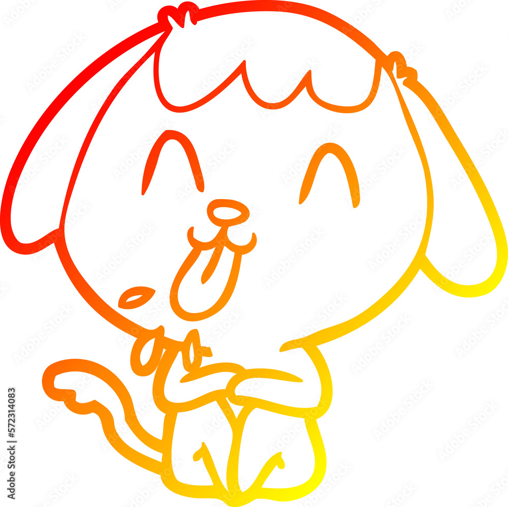 warm gradient line drawing cute cartoon dog