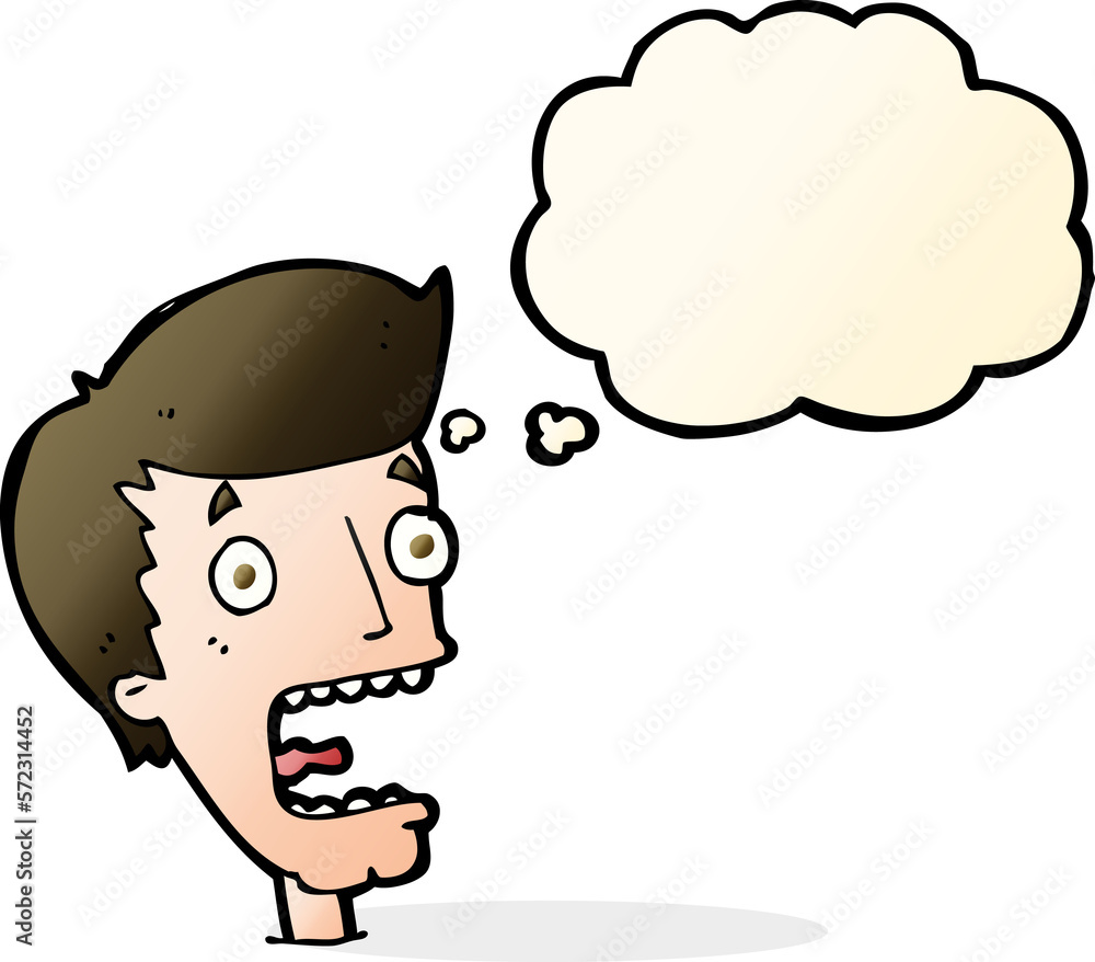 cartoon terrified man with thought bubble cartoon terrified man with thought bubble