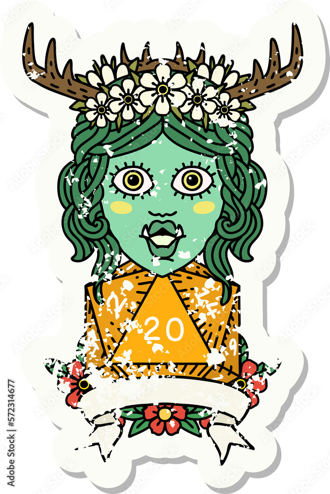 orc druid character with natural twenty dice roll illustration orc druid character with natural twenty dice roll illustration