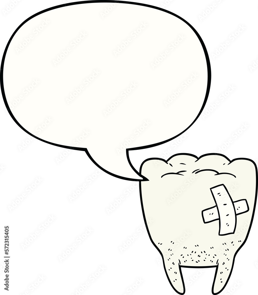 cartoon bad tooth and speech bubble cartoon bad tooth and speech bubble