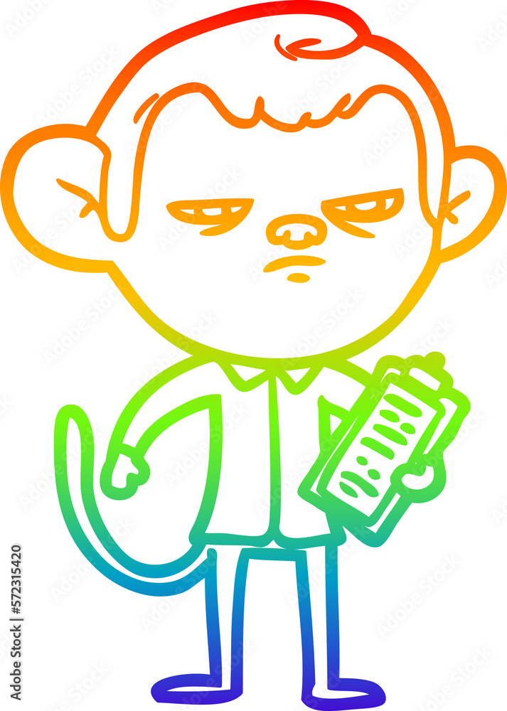 rainbow gradient line drawing cartoon annoyed monkey boss rainbow gradient line drawing cartoon annoyed monkey boss