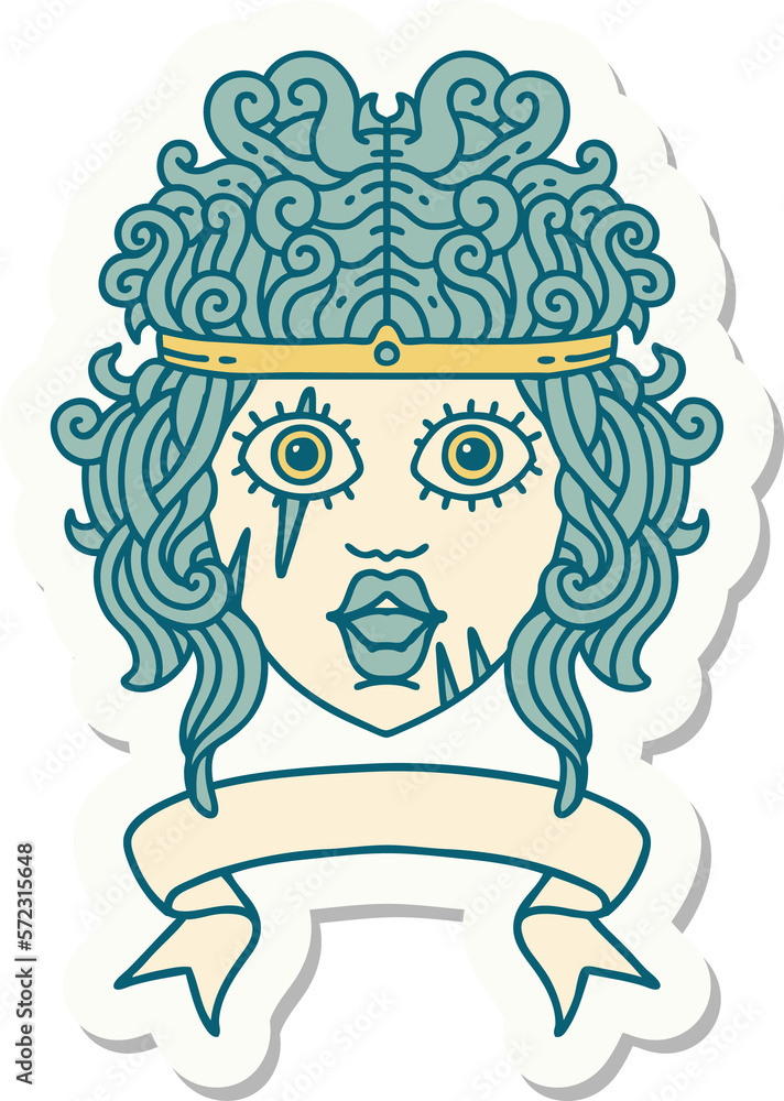 human barbarian character with banner sticker human barbarian character with banner sticker