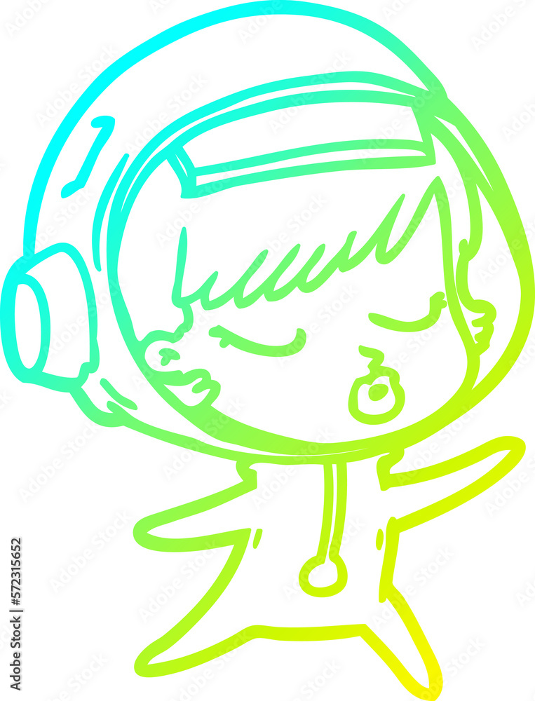 cold gradient line drawing cartoon pretty astronaut girl cold gradient line drawing cartoon pretty astronaut girl
