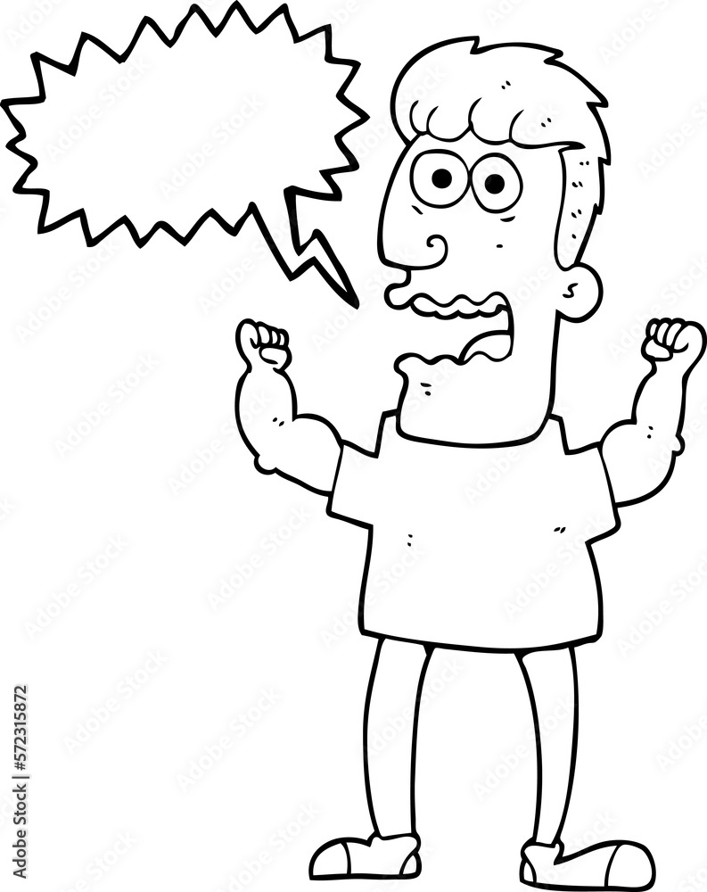 speech bubble cartoon stressed man