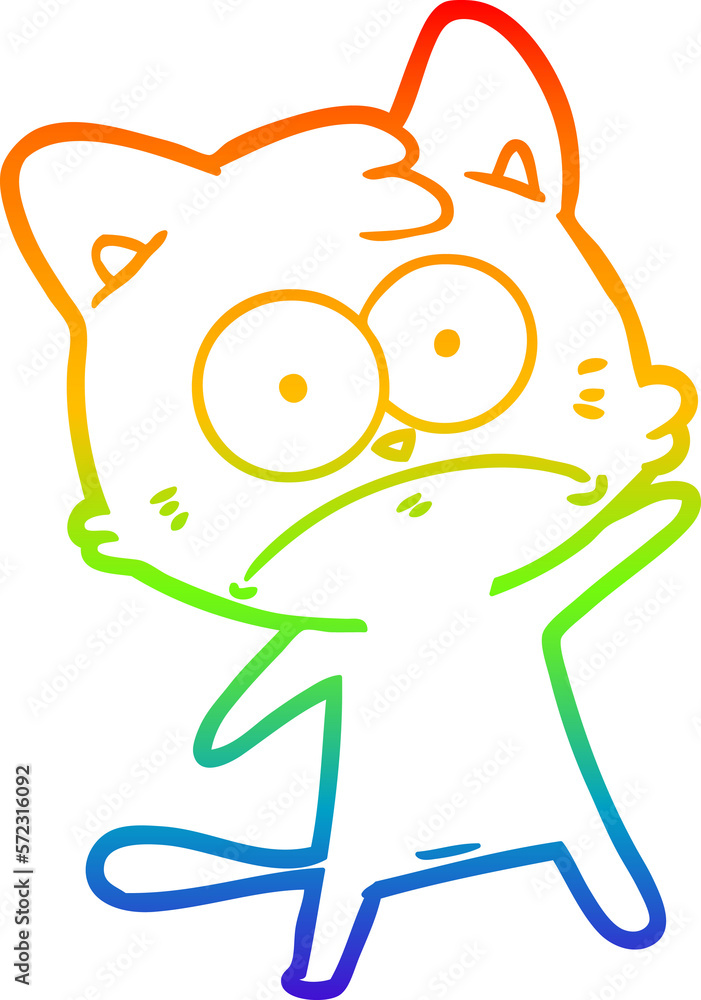 rainbow gradient line drawing cartoon nervous cat rainbow gradient line drawing cartoon nervous cat