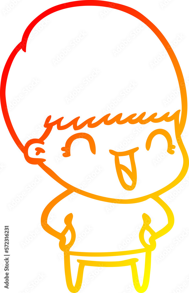 warm gradient line drawing happy cartoon boy warm gradient line drawing happy cartoon boy
