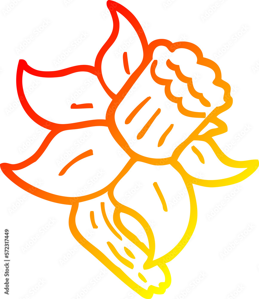 Obraz premium warm gradient line drawing cartoon daffodil