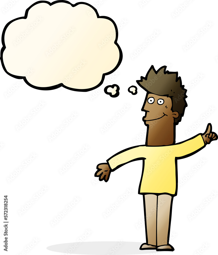 cartoon man with idea with thought bubble cartoon man with idea with thought bubble